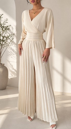 Women beige solid pleated - beige,